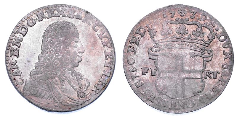 REGNO DI SARDEGNA. CARLO EMANUELE III DI SAVOIA, 1730-1773. 5 Soldi 1739.  - Auction Numismatics - Cambi Casa d'Aste