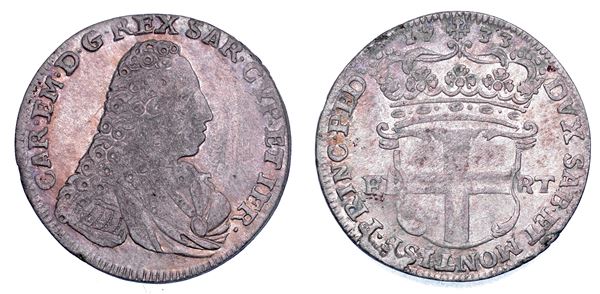 REGNO DI SARDEGNA. CARLO EMANUELE III DI SAVOIA, 1730-1773. 5 Soldi 1733.