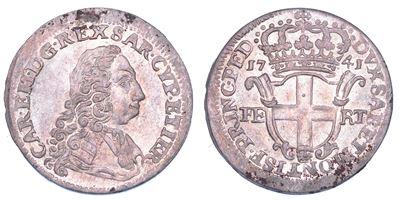 Carlo Emanuele III di Savoia, 5 Soldi 1741, Regno di Sardegna