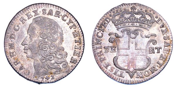 REGNO DI SARDEGNA. CARLO EMANUELE III DI SAVOIA, 1730-1773. 5 Soldi 1742.