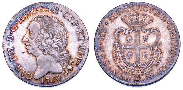 REGNO DI SARDEGNA. CARLO EMANUELE III DI SAVOIA, 1755-1773 (II PERIODO). Scudo Sardo 1768.
