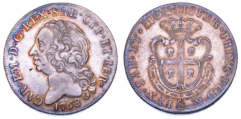 REGNO DI SARDEGNA. CARLO EMANUELE III DI SAVOIA, 1755-1773 (II PERIODO). Scudo Sardo 1768.  - Auction Numismatics - Cambi Casa d'Aste