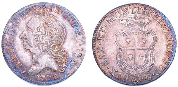 REGNO DI SARDEGNA. CARLO EMANUELE III DI SAVOIA, 1755-1773 (II PERIODO). Mezzo Scudo Sardo 1772.