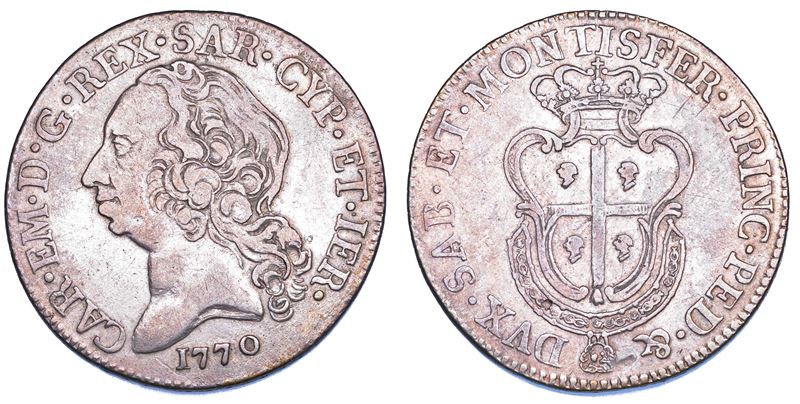 REGNO DI SARDEGNA. CARLO EMANUELE III DI SAVOIA, 1755-1773 (II PERIODO). Mezzo Scudo Sardo 1770.  - Auction Numismatics - Cambi Casa d'Aste