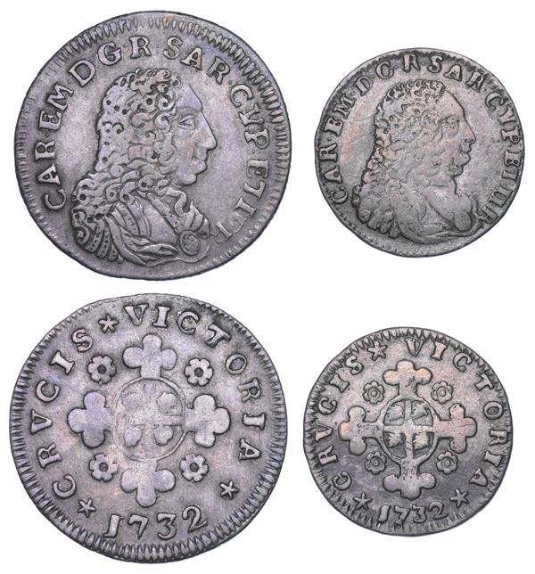 REGNO DI SARDEGNA. CARLO EMANUELE III DI SAVOIA, 1730-1773. Lotto di due monete.