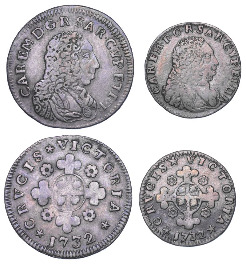 REGNO DI SARDEGNA. CARLO EMANUELE III DI SAVOIA, 1730-1773. Lotto di due monete.  - Auction Numismatics - Cambi Casa d'Aste