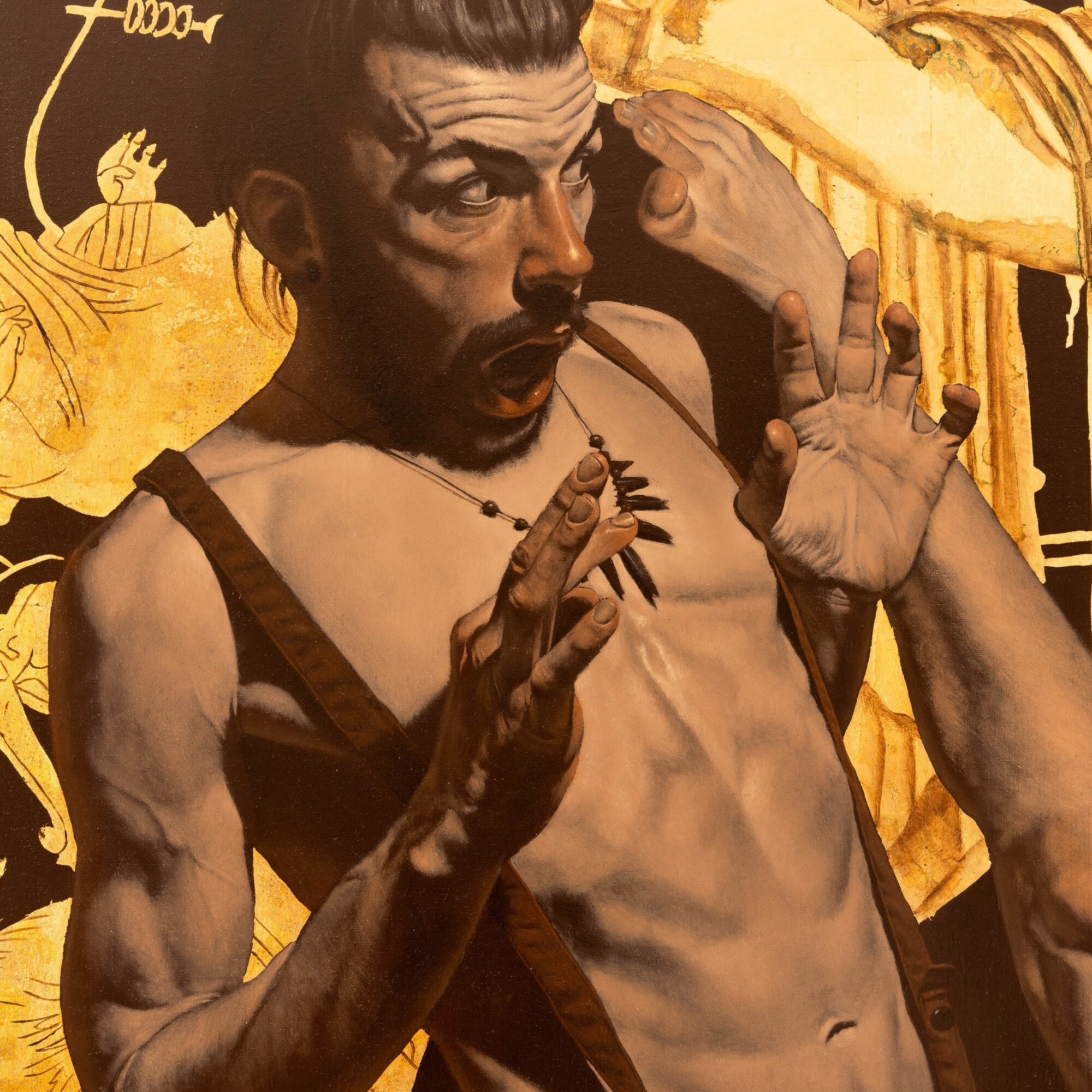 Alex Folla - Guerriero, olio su tela