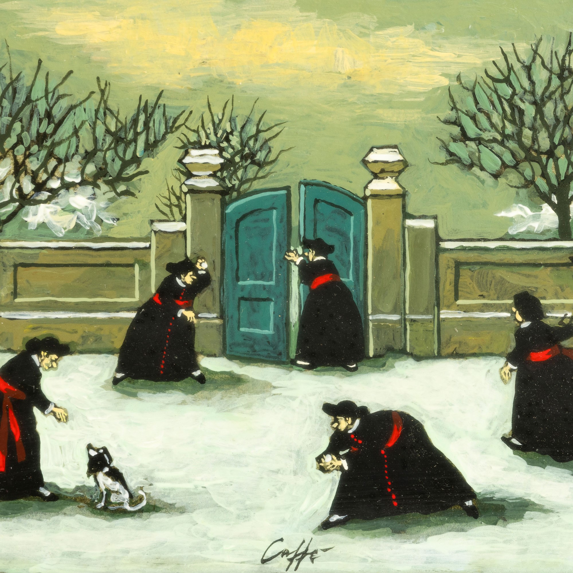 Nino Caffè - Nevicata, olio su tavola