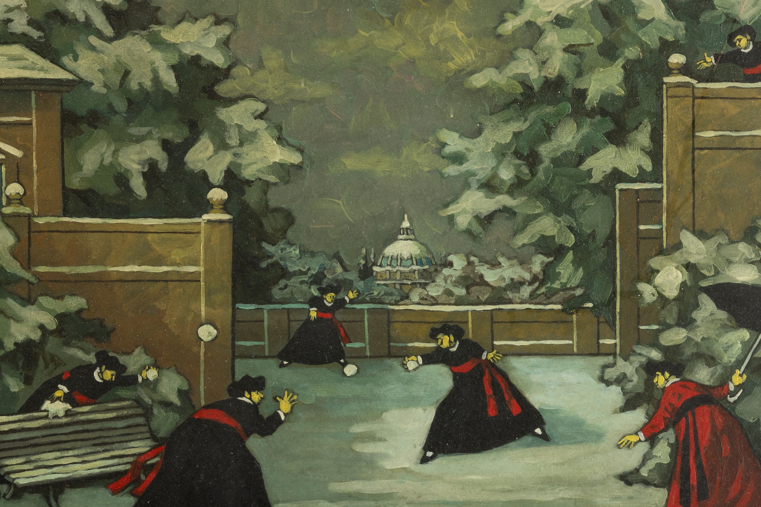Nino Caffè - Nevicata, olio su tavola, 1965