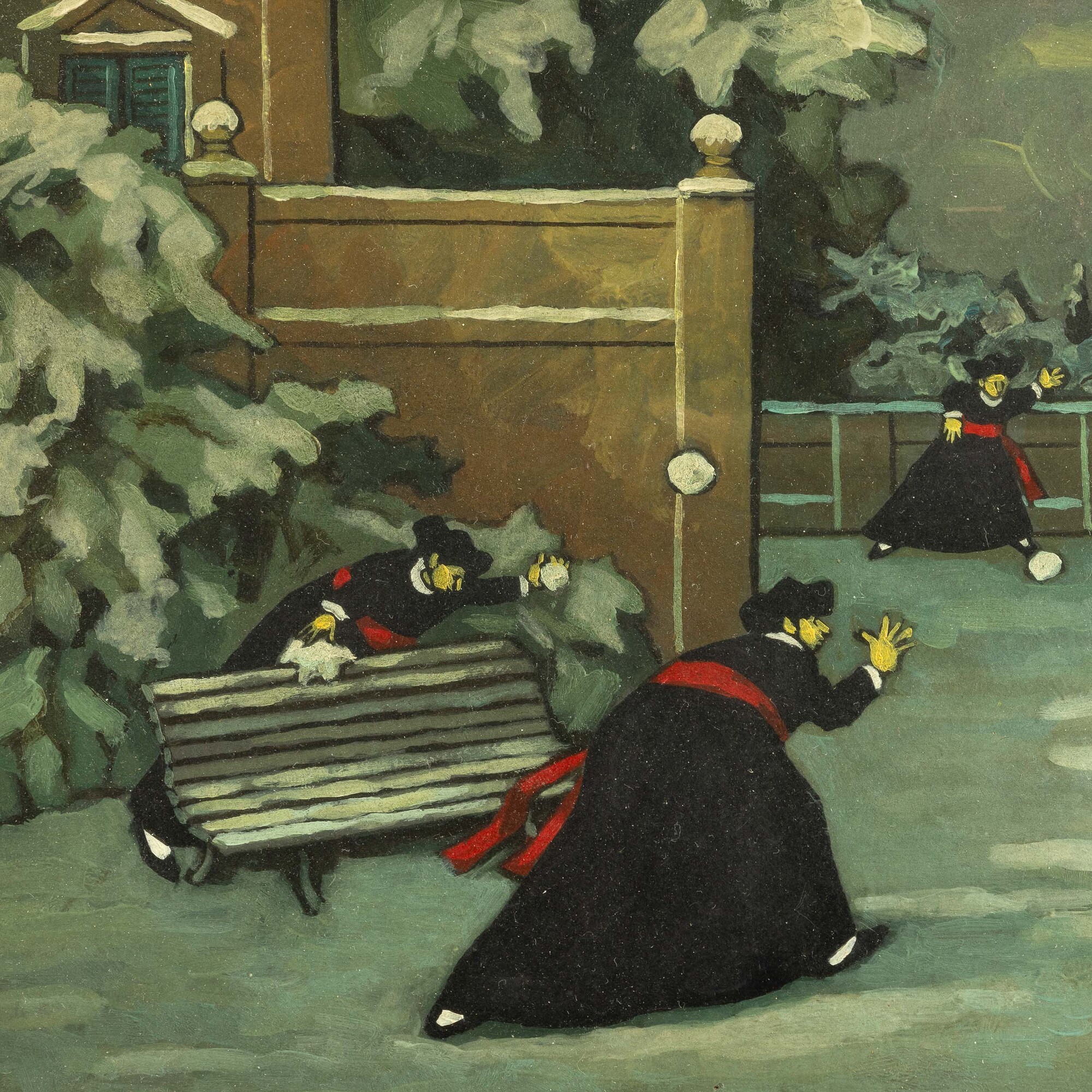 Nino Caffè - Nevicata, olio su tavola, 1965