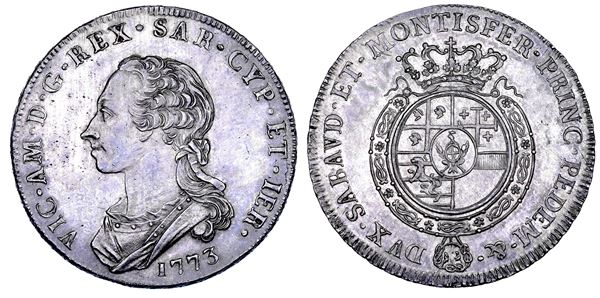REGNO DI SARDEGNA. VITTORIO AMEDEO III DI SAVOIA, 1773-1796. Scudo da 6 Lire 1773.