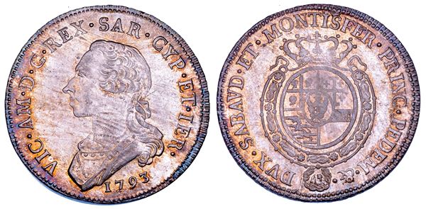 REGNO DI SARDEGNA. VITTORIO AMEDEO III DI SAVOIA, 1773-1796. Mezzo Scudo da 3 Lire 1793.