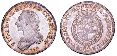 Regno di Sardegna, Vittorio Amedeo III di Savoia, Mezzo Scudo da 3 Lire 1779