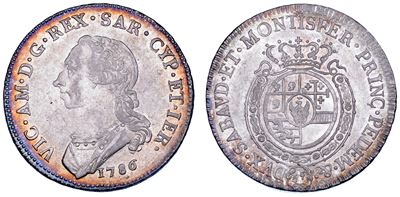 Vittorio Amedeo III di Savoia, Mezzo Scudo da 3 Lire 1786, Regno di Sardegna