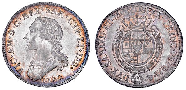 REGNO DI SARDEGNA. VITTORIO AMEDEO III DI SAVOIA, 1773-1796. Mezzo Scudo da 3 Lire 1792.
