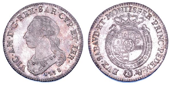 REGNO DI SARDEGNA. VITTORIO AMEDEO III DI SAVOIA, 1773-1796. Quarto di Scudo 1778.