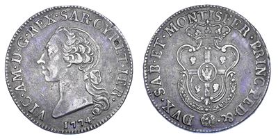 REGNO DI SARDEGNA, Vittorio Amedeo III di Savoia, Mezzo Scudo Sardo 1774