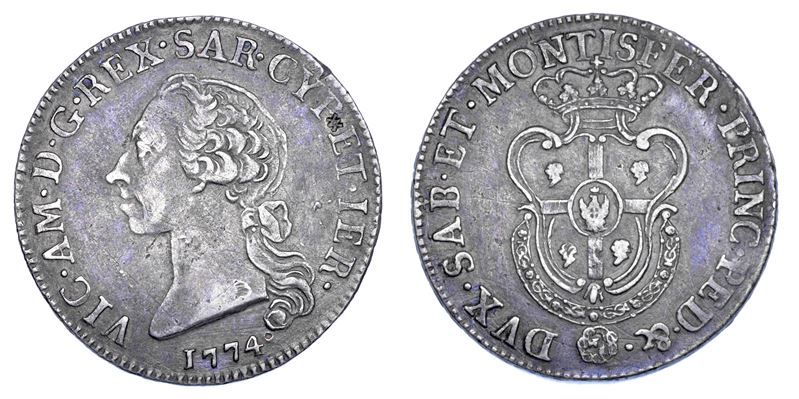 REGNO DI SARDEGNA. VITTORIO AMEDEO III DI SAVOIA, 1773-1796. Mezzo Scudo Sardo 1774.  - Asta Numismatica - Cambi Casa d'Aste