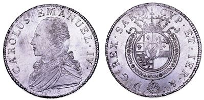 CARLO EMANUELE IV DI SAVOIA, Mezzo Scudo 1798