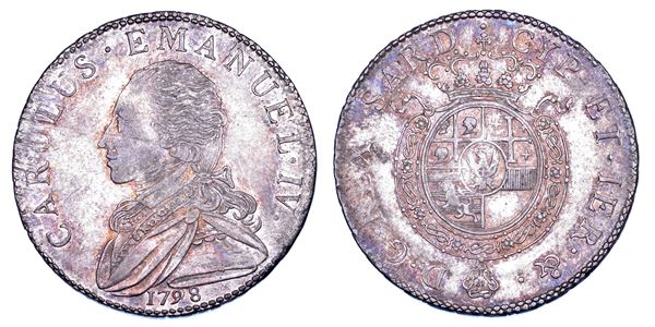 REGNO DI SARDEGNA. CARLO EMANUELE IV DI SAVOIA, 1796-1802. Quarto di Scudo 1798.