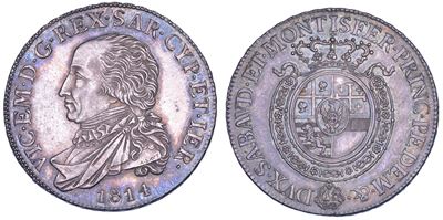 REGNO DI SARDEGNA, Vittorio Emanuele I di Savoia, Mezzo Scudo 1814