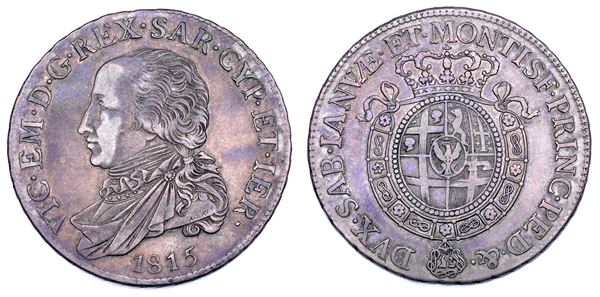 REGNO DI SARDEGNA. VITTORIO EMANUELE I DI SAVOIA, 1802-1821. Mezzo Scudo 1815.