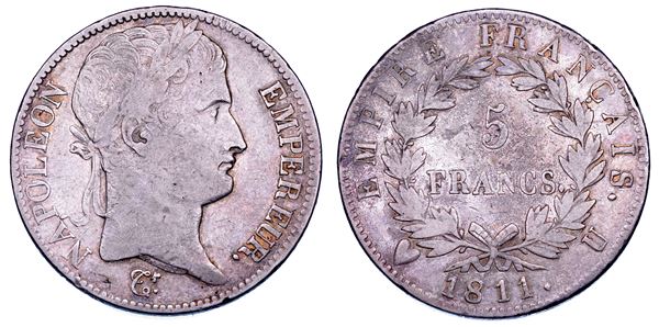 TORINO. NAPOLEONE I IMPERATORE, 1805-1814. 5 Franchi 1811.