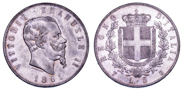 REGNO D'ITALIA. VITTORIO EMANUELE II DI SAVOIA, 1861-1878. 5 Lire 1861. Torino.