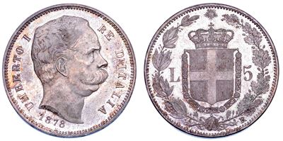 Regno d'Italia, Umberto I di Savoia, 5 Lire 1878, argento