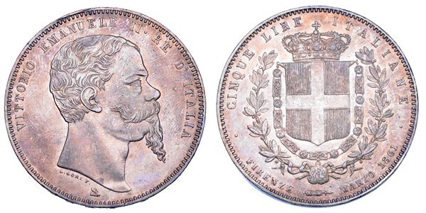 REGNO D'ITALIA. VITTORIO EMANUELE II DI SAVOIA, 1861-1878. 5 Lire 1861. Firenze.