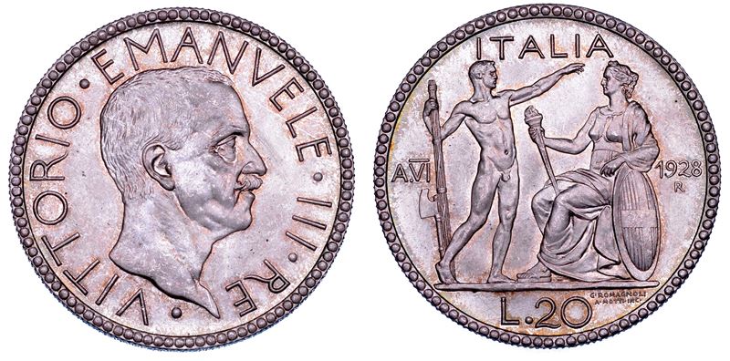 REGNO D’ITALIA. VITTORIO EMANUELE III DI SAVOIA, 1900-1946. 20 Lire 1928/VI. Littore.  - Auction Numismatics - Cambi Casa d'Aste