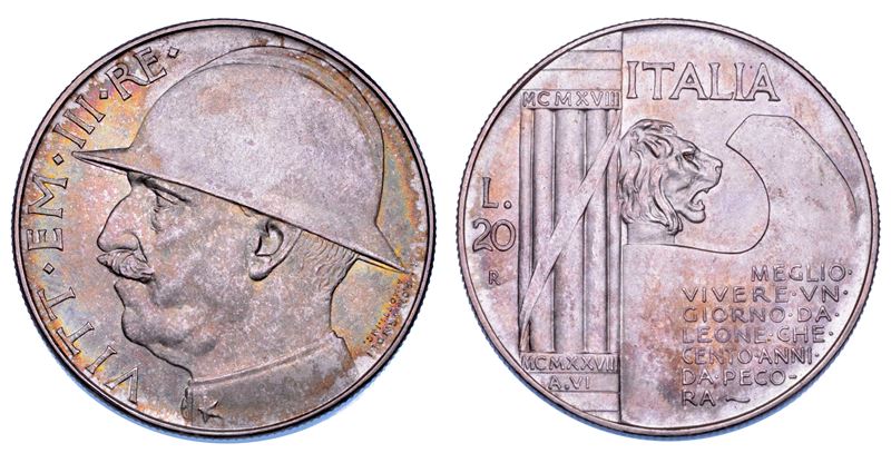 REGNO D'ITALIA. VITTORIO EMANUELE III DI SAVOIA, 1900-1946. 20 Lire 1928/A. VI. Elmetto.  - Asta Numismatica - Cambi Casa d'Aste