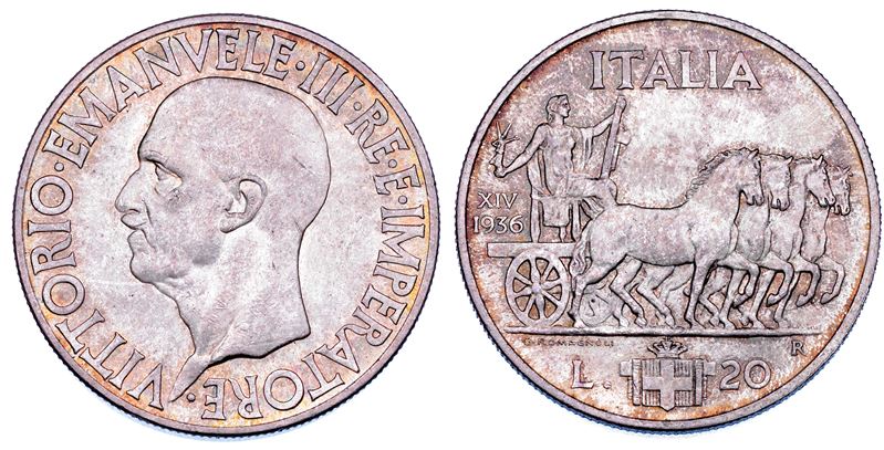 REGNO D’ITALIA. VITTORIO EMANUELE III DI SAVOIA, 1900-1946. 20 Lire 1936/A. XIV. Impero.  - Asta Numismatica - Cambi Casa d'Aste