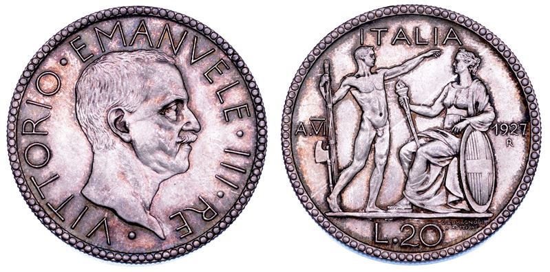 REGNO D'ITALIA. VITTORIO EMANUELE III DI SAVOIA, 1900-1946. 20 Lire 1927/A. VI. Littore.  - Asta Numismatica - Cambi Casa d'Aste