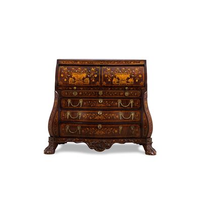 Olanda, Ribalta a rullo in legno intarsiato con decori floreali (XIX-XX secolo)