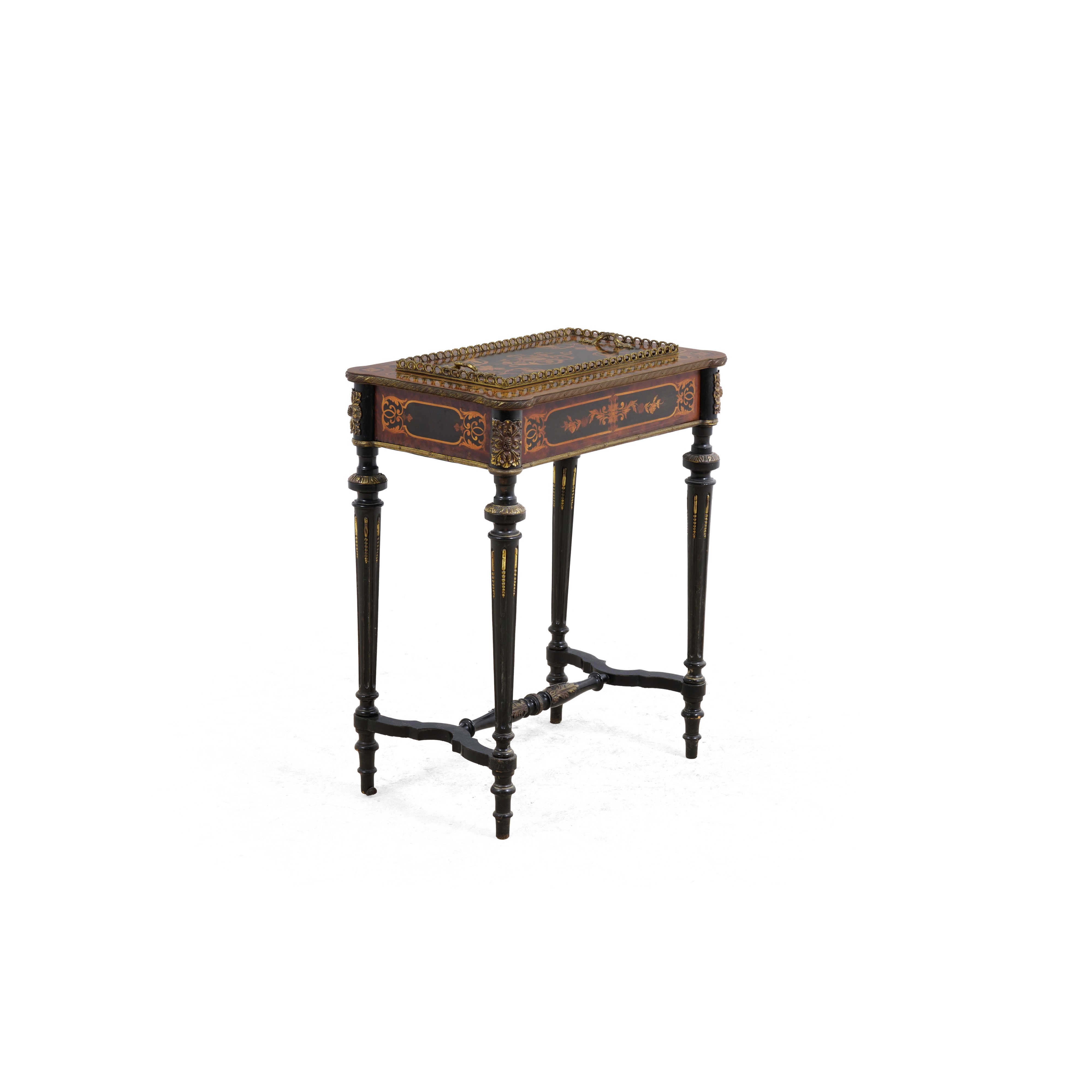 Fioriera Napoleone III, legno lastronato e intarsiato, XIX secolo