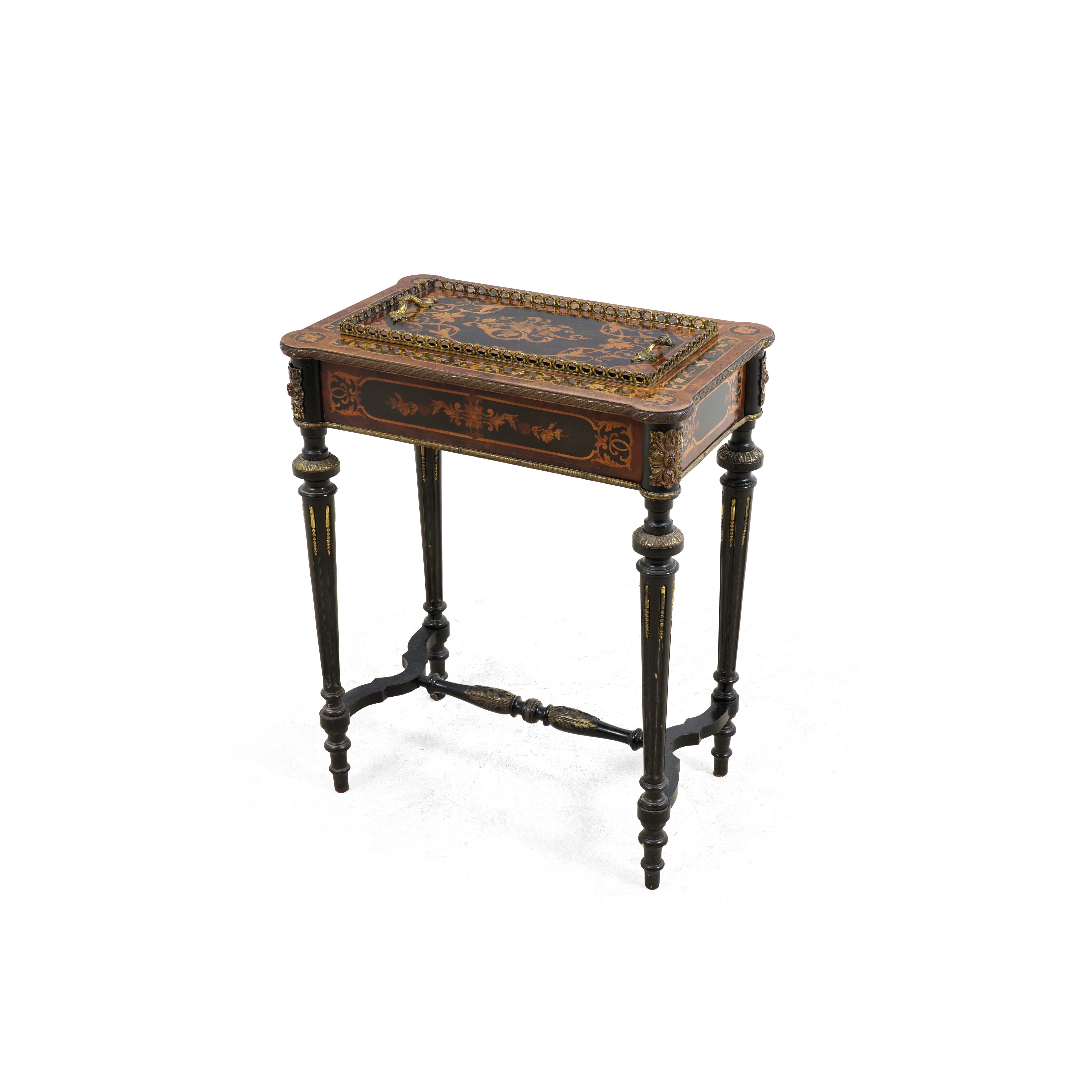 Fioriera Napoleone III, legno lastronato e intarsiato, XIX secolo