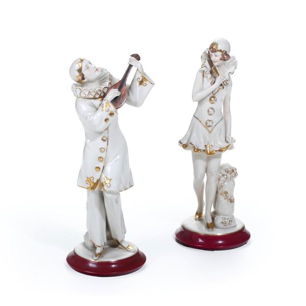 Coppia di figure. Boemia, Manifattura Royal Dux, secondo quarto del XX secolo.