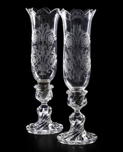 Coppia di Candelieri “bambou Tors” Francia, Manifattura Baccarat, XX Secolo