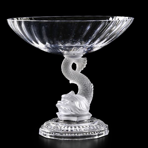 Grande alzata “Dauphin” Francia, Cristallerie di Portieux, XX secolo 