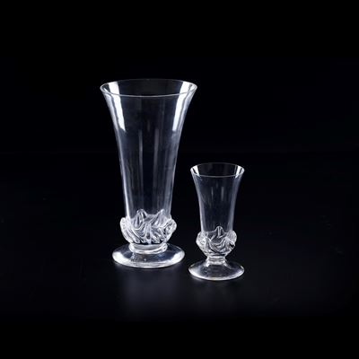 Manifattura Daum, Vaso e vasetto in cristallo inciso, XX secolo