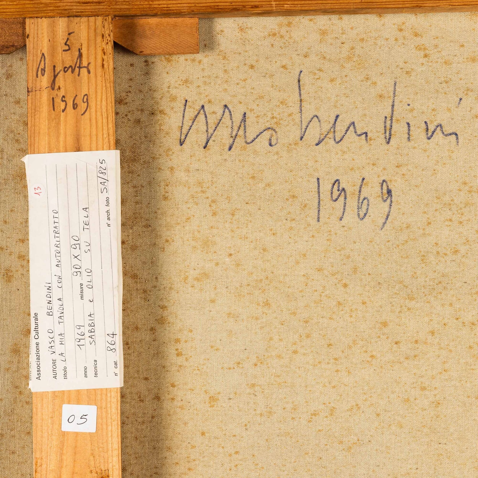 Vasco Bendini - La mia tavola con autoritratto, sabbia e olio su tela