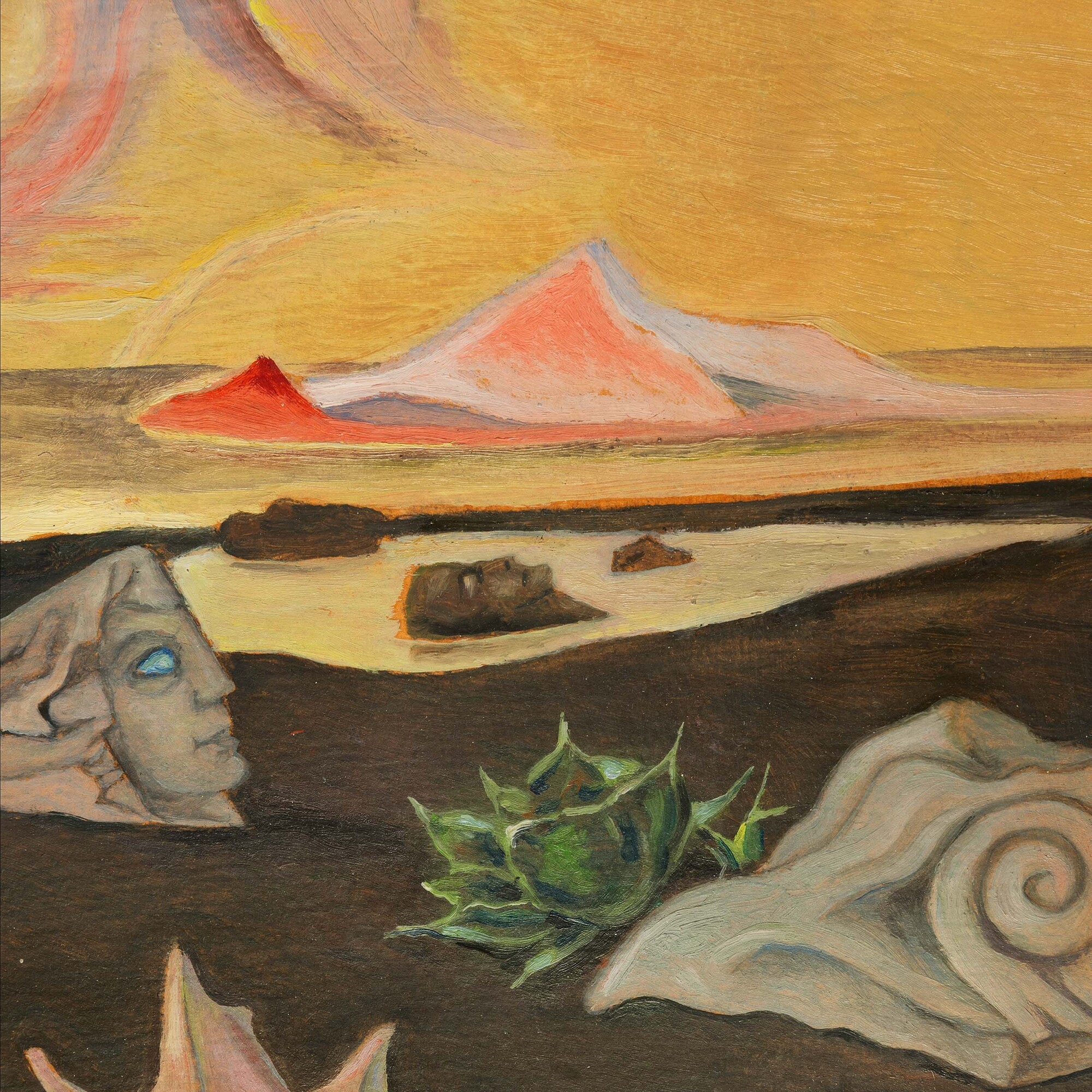 Alberto Martini - Plage et ciel magique - la spiaggia abbandonata, olio su cartone