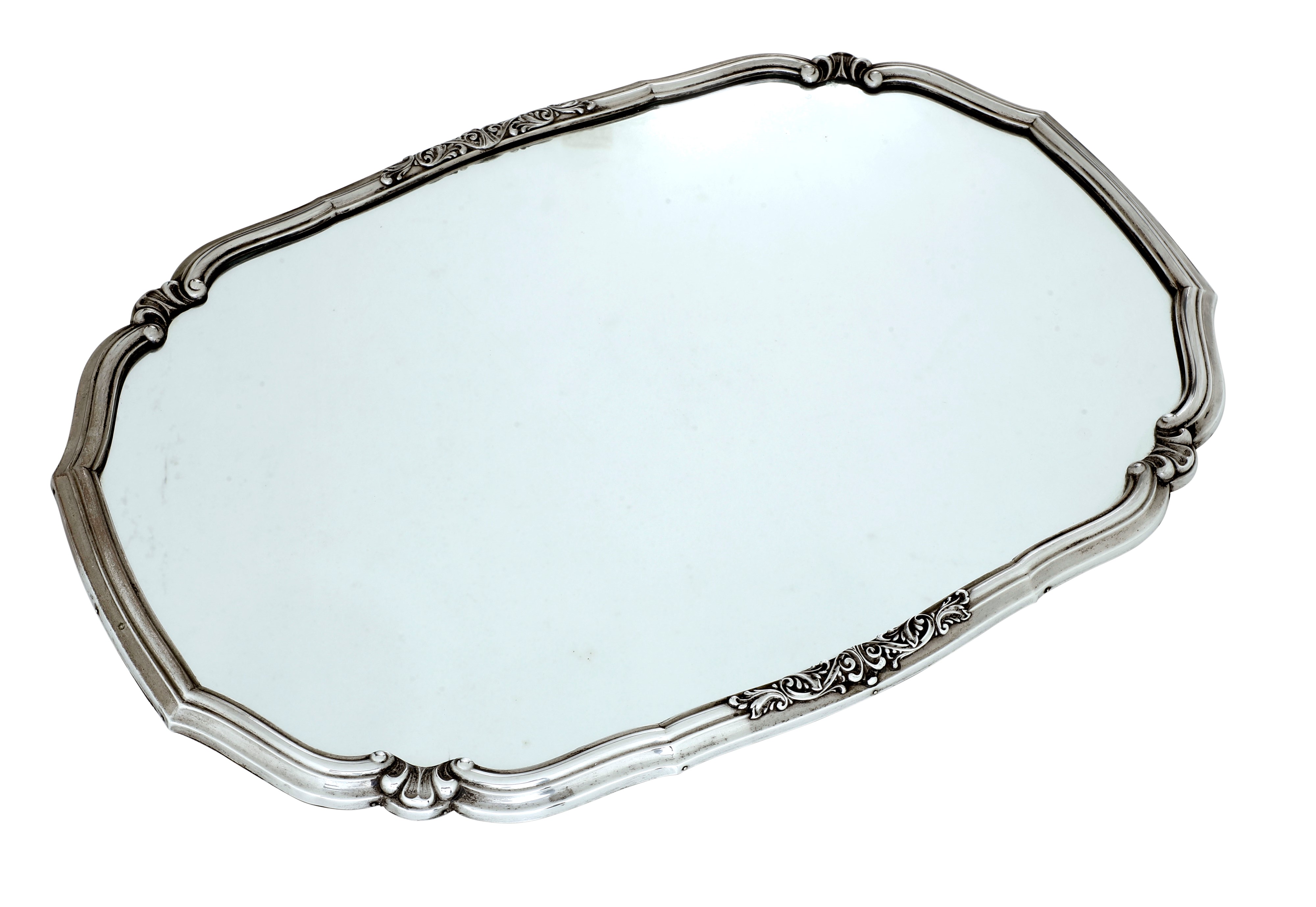 Présentoir a Specchio con Cornice Modanata. Argenteria Italiana del XX Secolo. Argentiere Castaud...