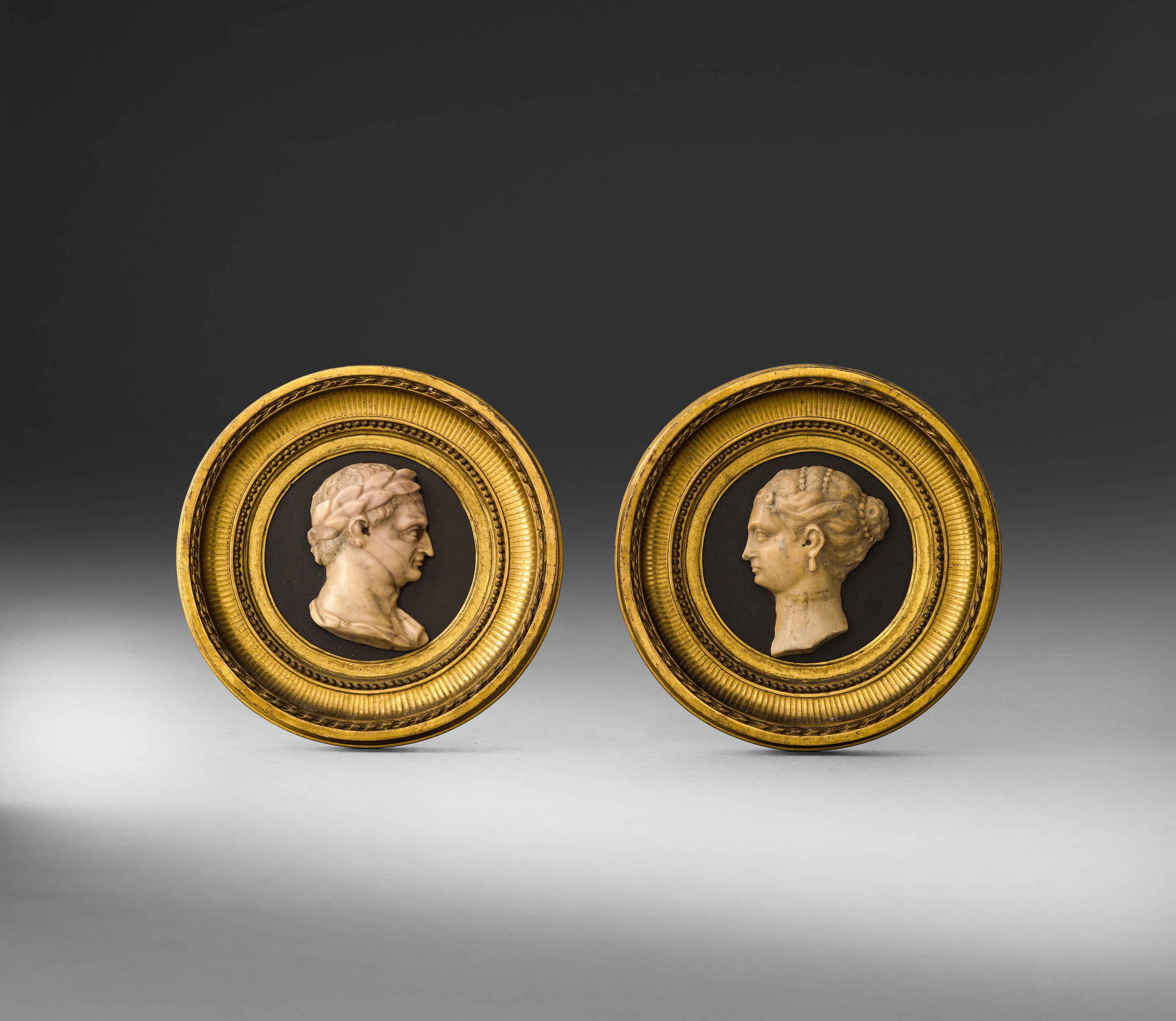 Arte neoclassica italiana, Coppia di profili dell'imperatore Claudio e dell'imperatrice Valeria M...