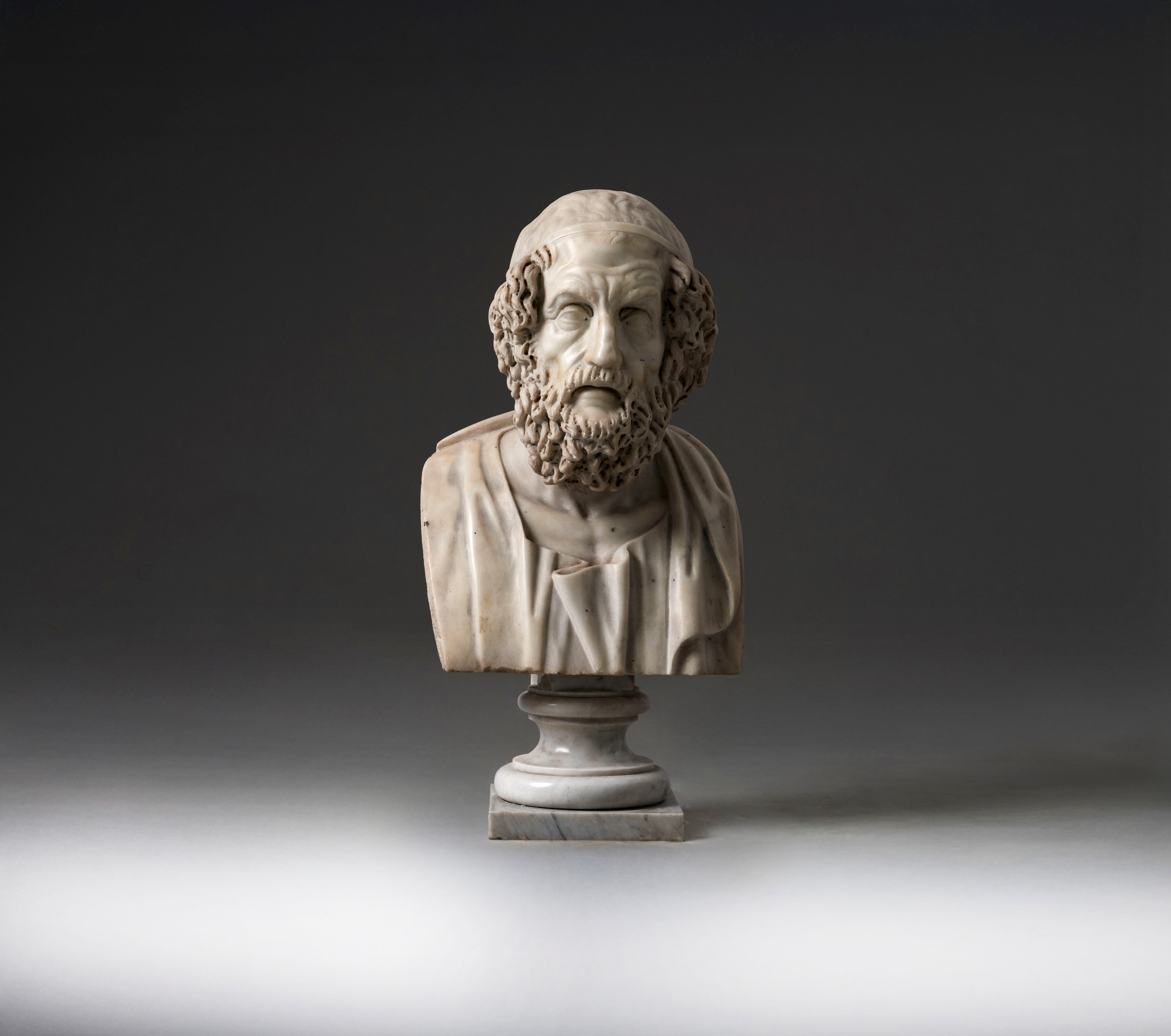 Omero, Busto in marmo bianco, Arte italiana del XVII-XVIII secolo