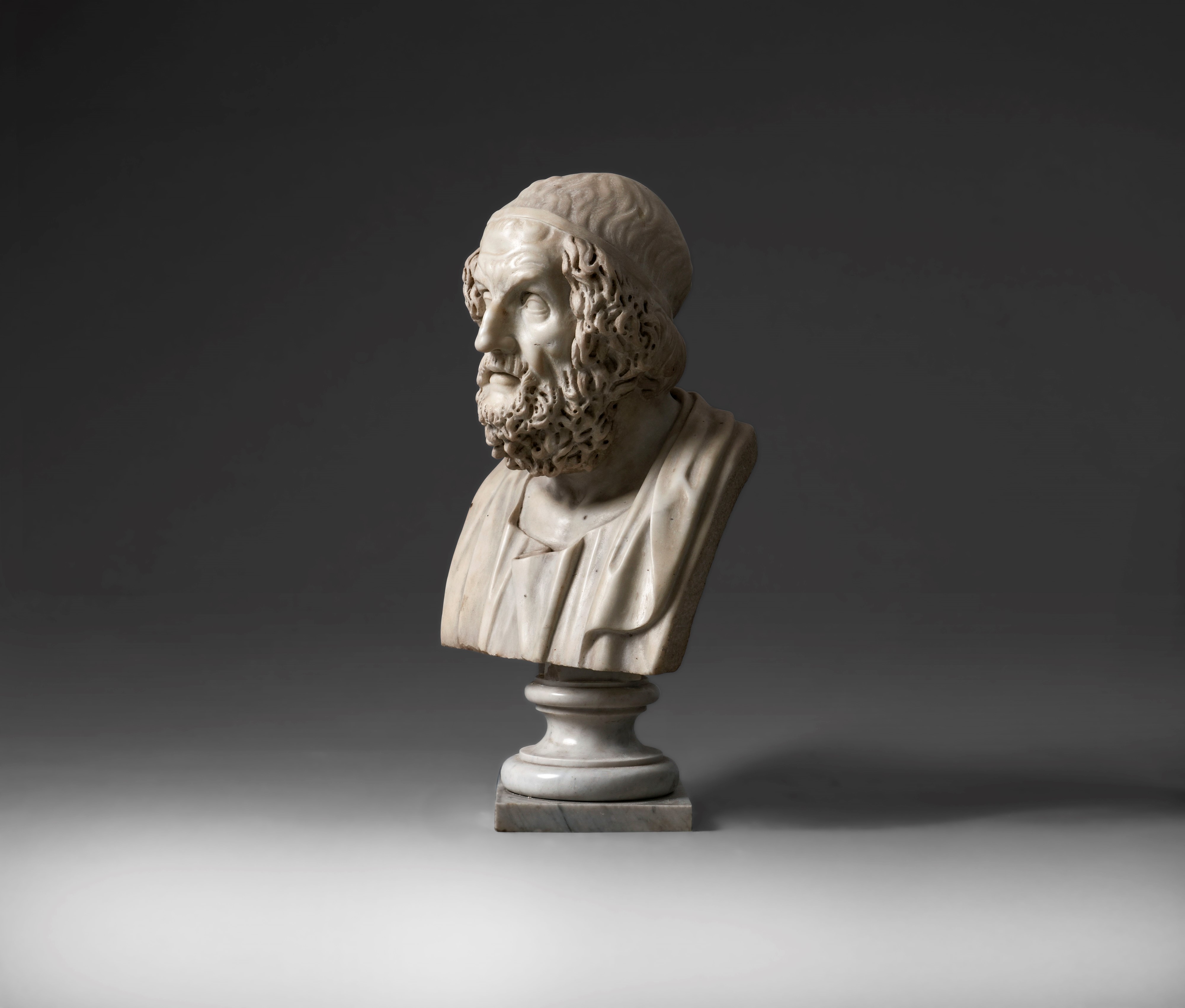 Omero, Busto in marmo bianco, Arte italiana del XVII-XVIII secolo