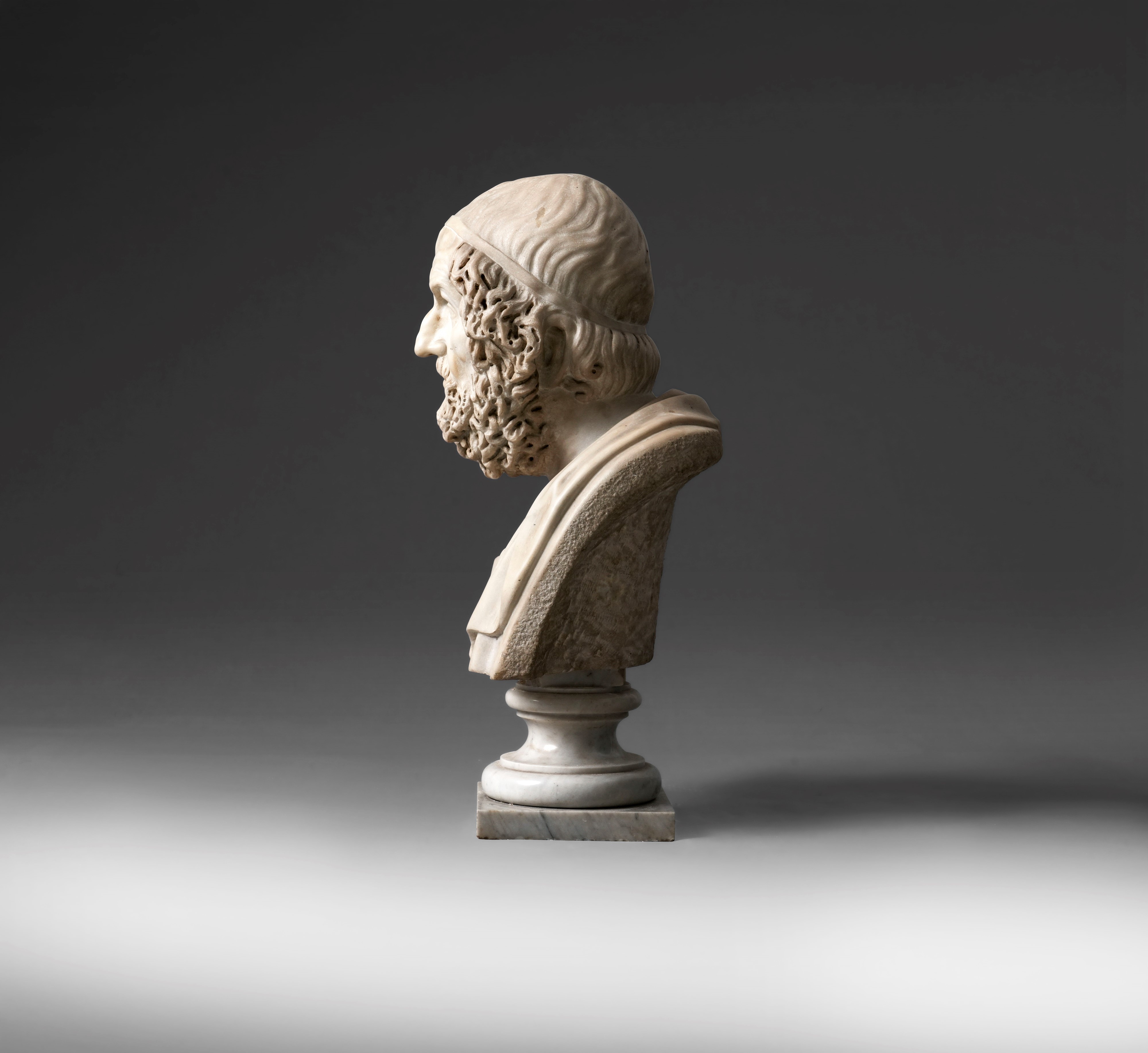 Omero, Busto in marmo bianco, Arte italiana del XVII-XVIII secolo