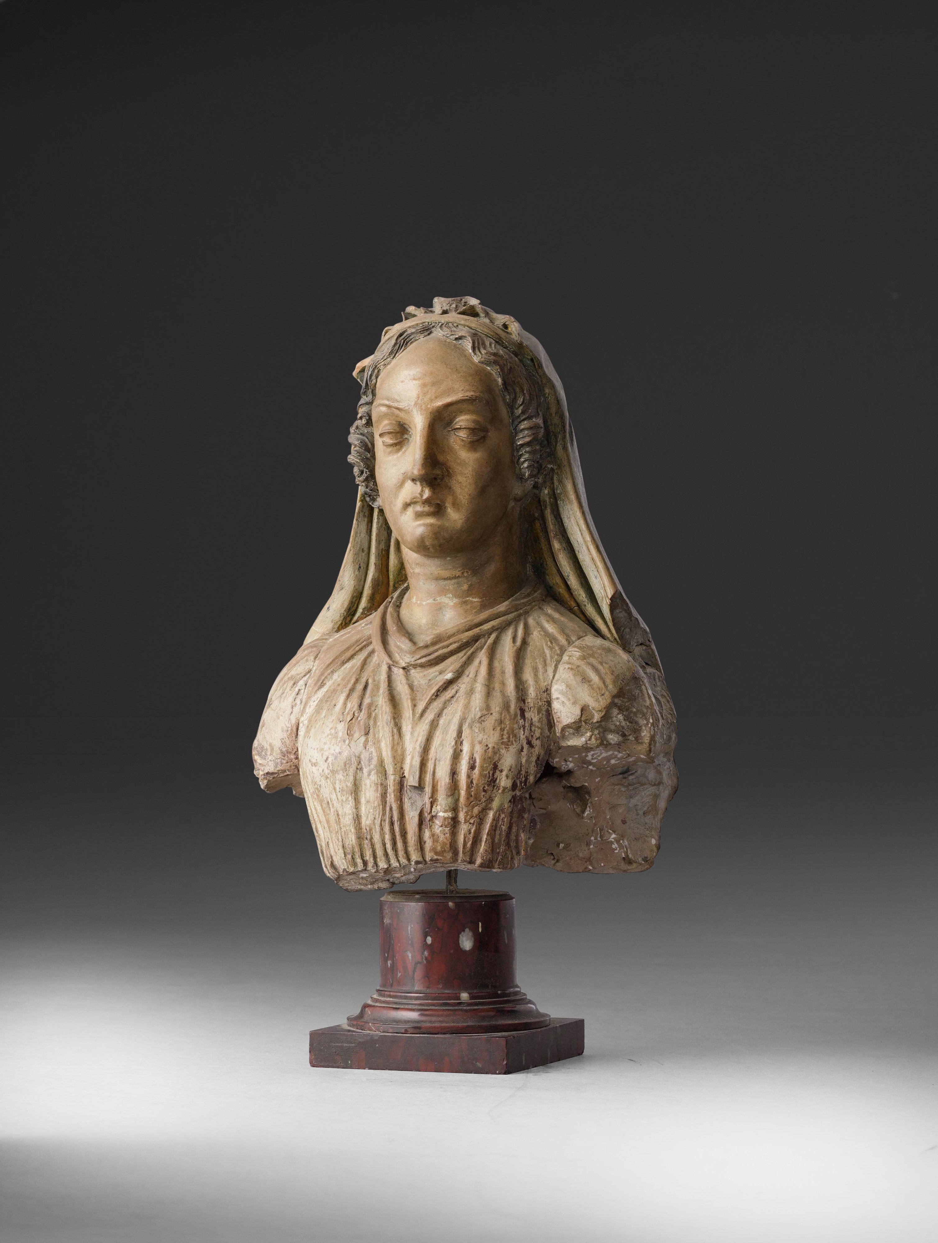 Plasticatore italiano del XVI-XVII secolo, Busto di donna velata in terracotta