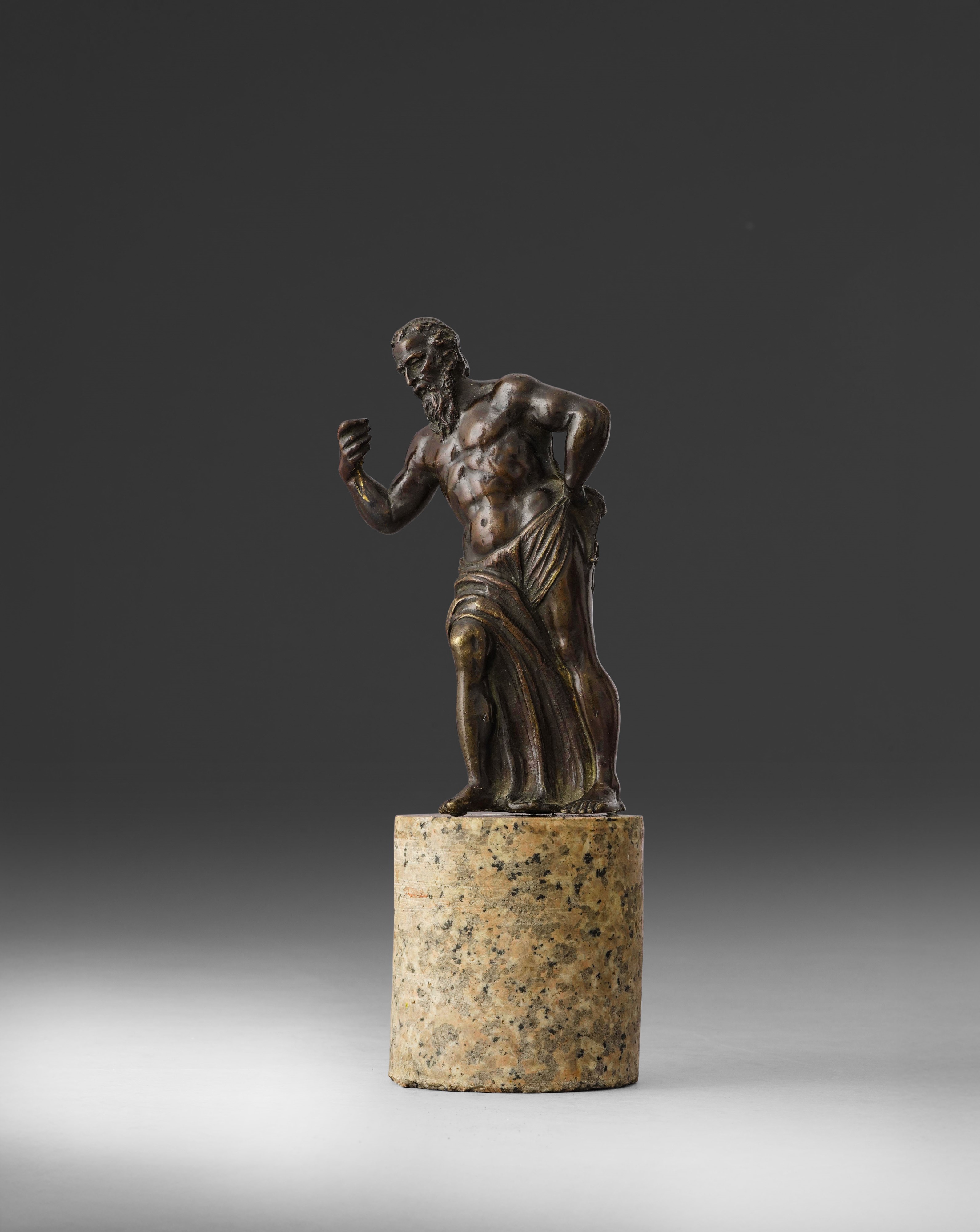Fonditore italiano del XVII secolo, Figura mitologica (Vulcano?) in bronzo fuso patinato